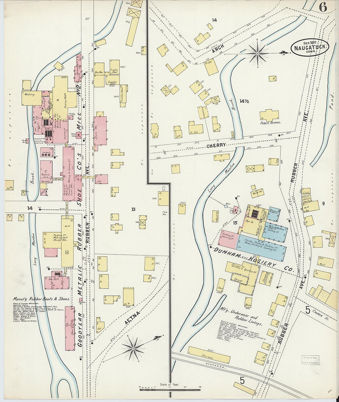 This old map of Naugatuck, New Haven County, Connecticut was created by Sanborn Map Company in 1897