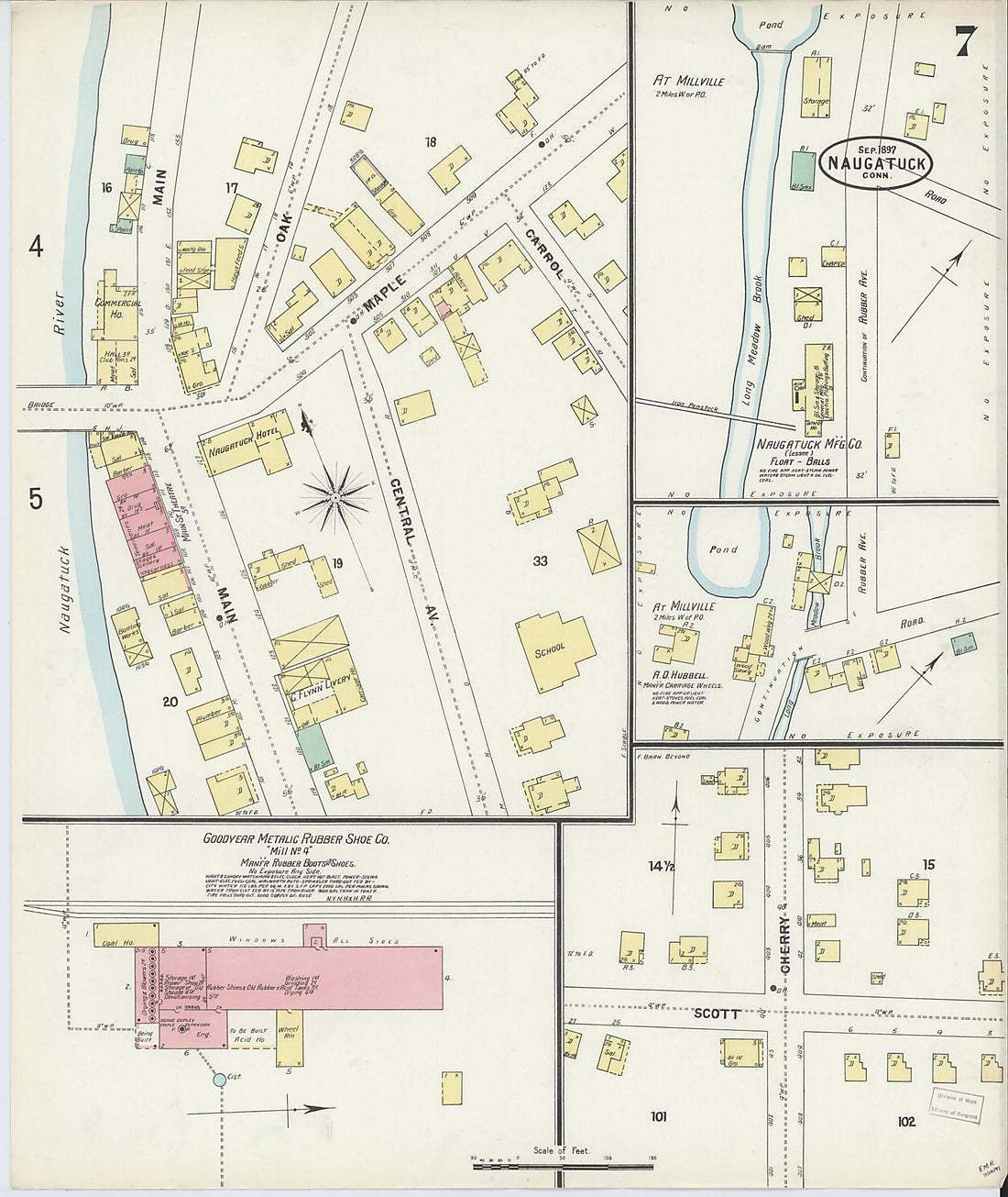 This old map of Naugatuck, New Haven County, Connecticut was created by Sanborn Map Company in 1897