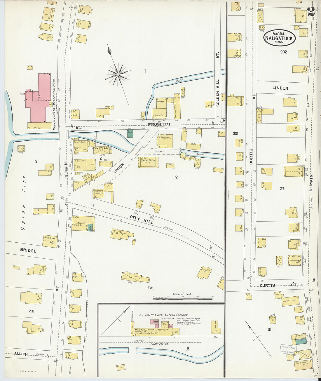 This old map of Naugatuck, New Haven County, Connecticut was created by Sanborn Map Company in 1904