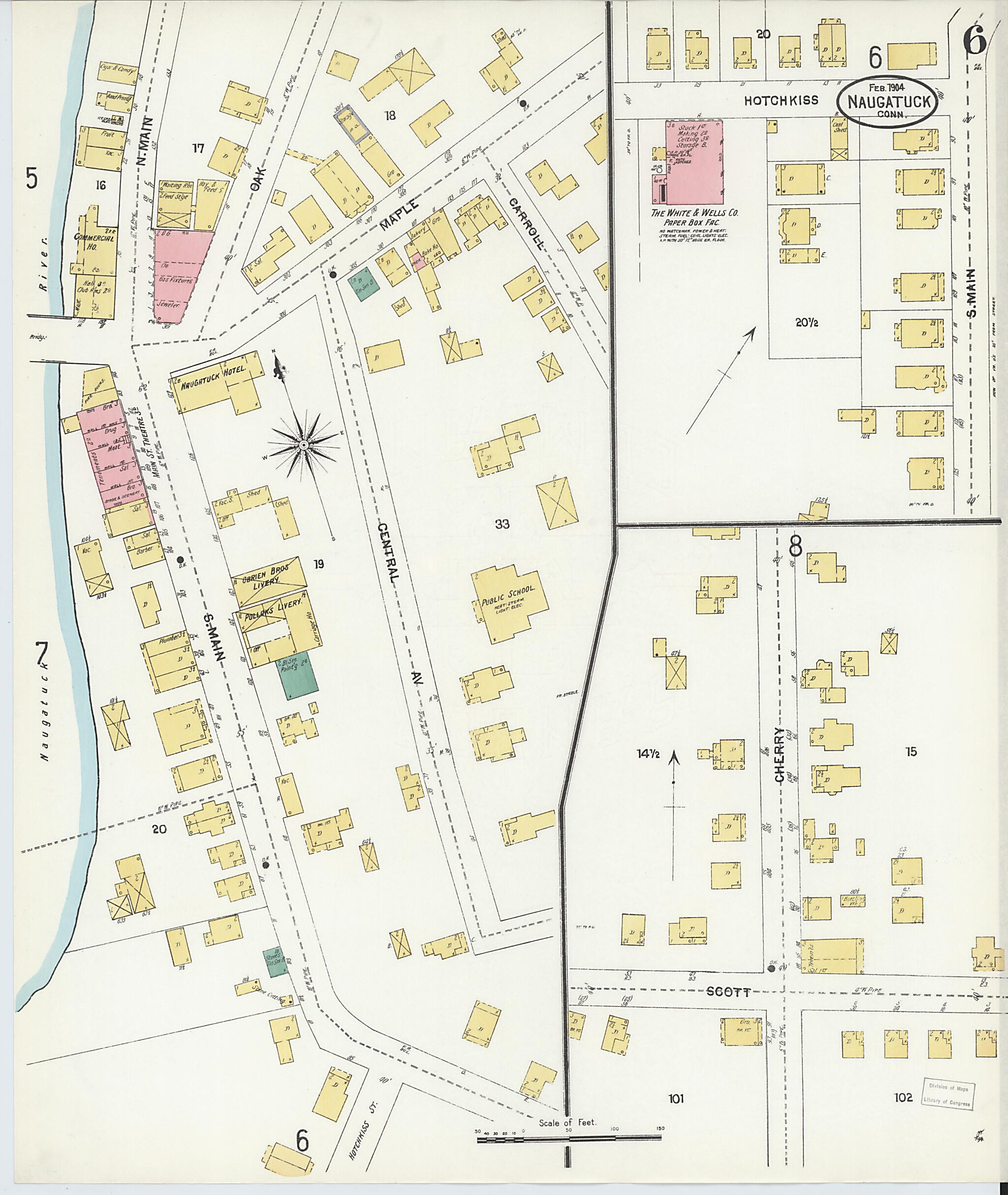 This old map of Naugatuck, New Haven County, Connecticut was created by Sanborn Map Company in 1904