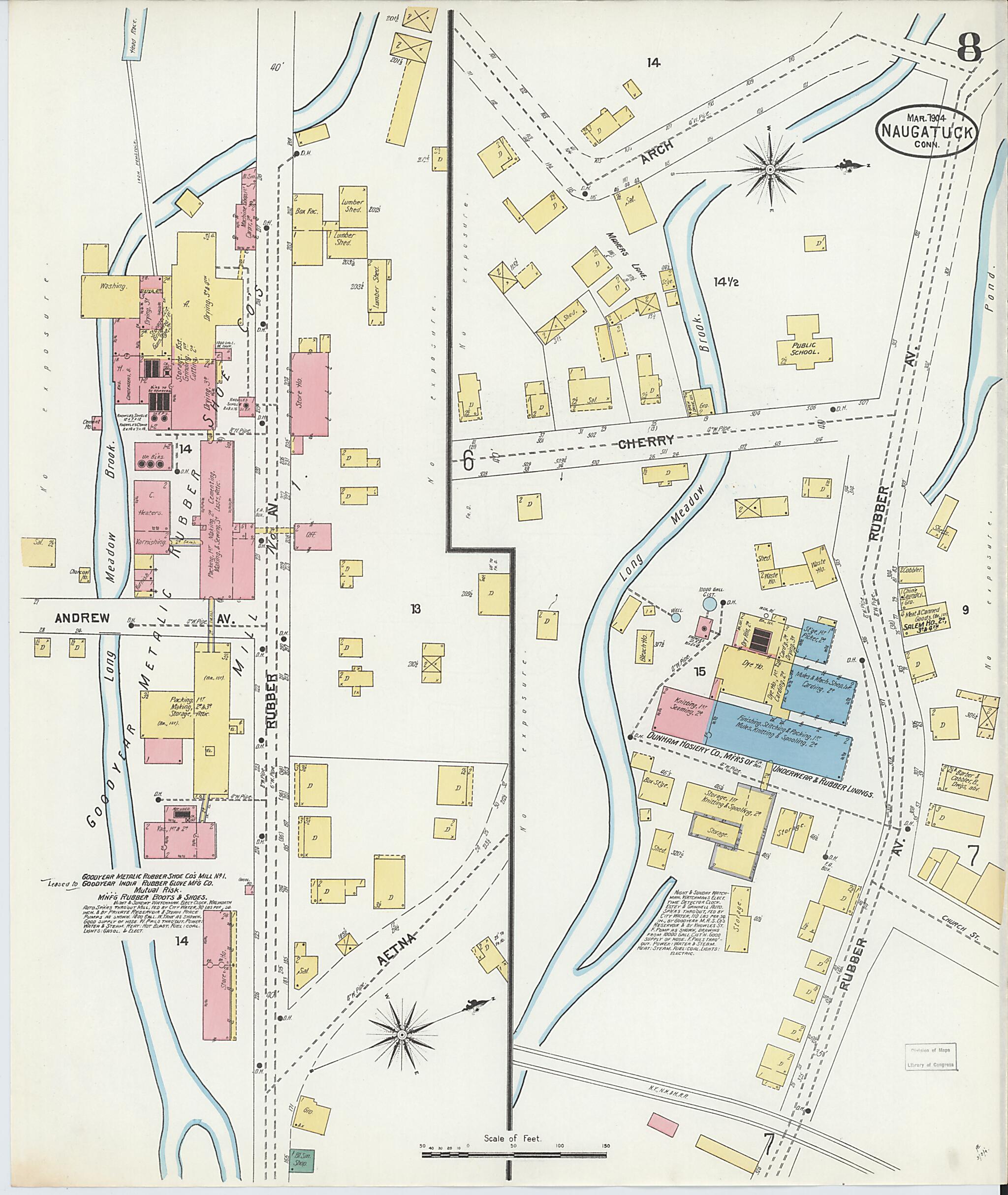 This old map of Naugatuck, New Haven County, Connecticut was created by Sanborn Map Company in 1904
