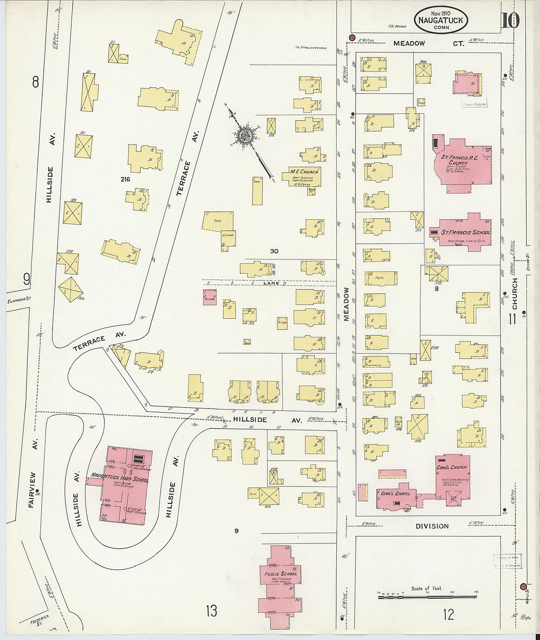 This old map of Naugatuck, New Haven County, Connecticut was created by Sanborn Map Company in 1910
