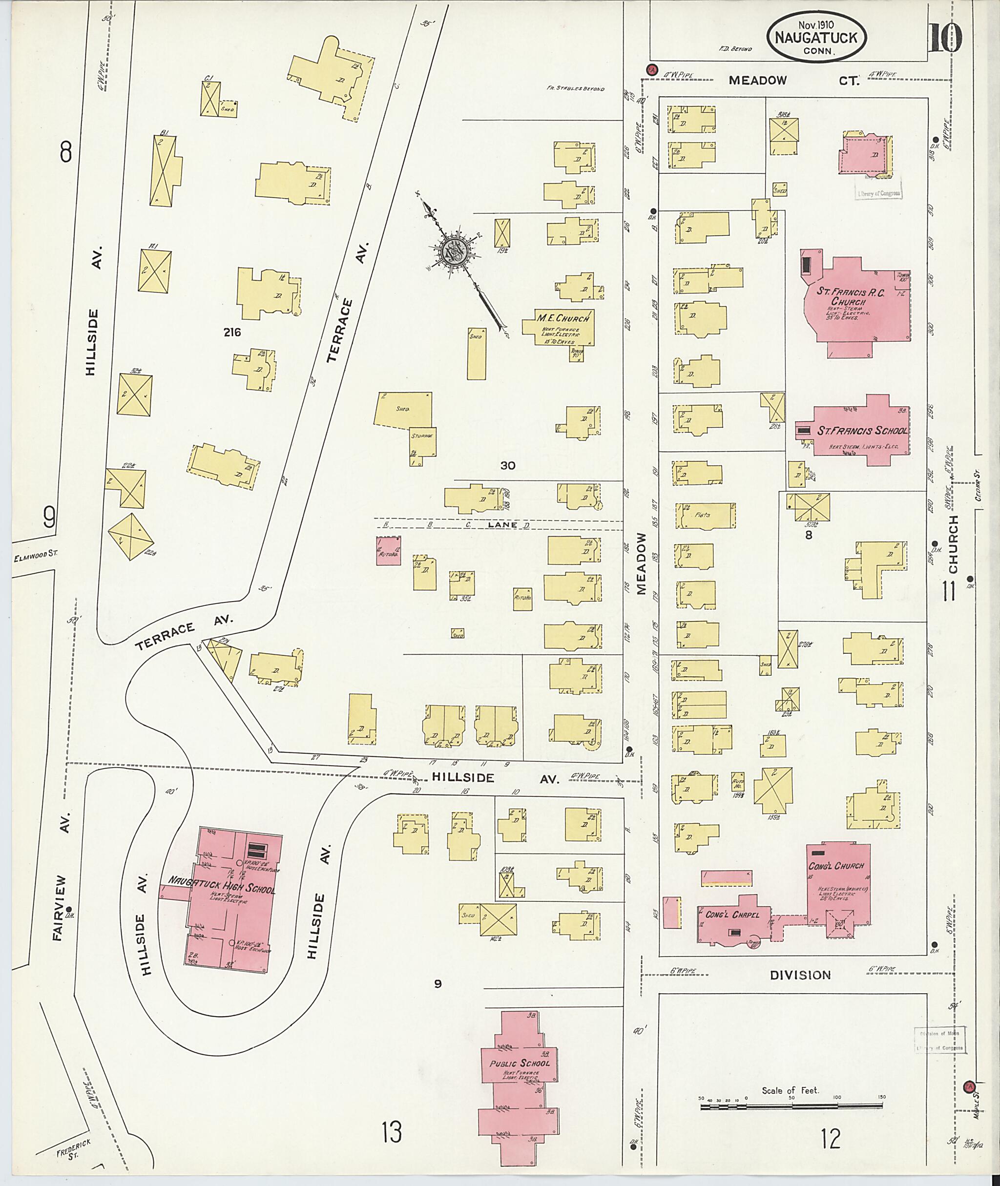 This old map of Naugatuck, New Haven County, Connecticut was created by Sanborn Map Company in 1910