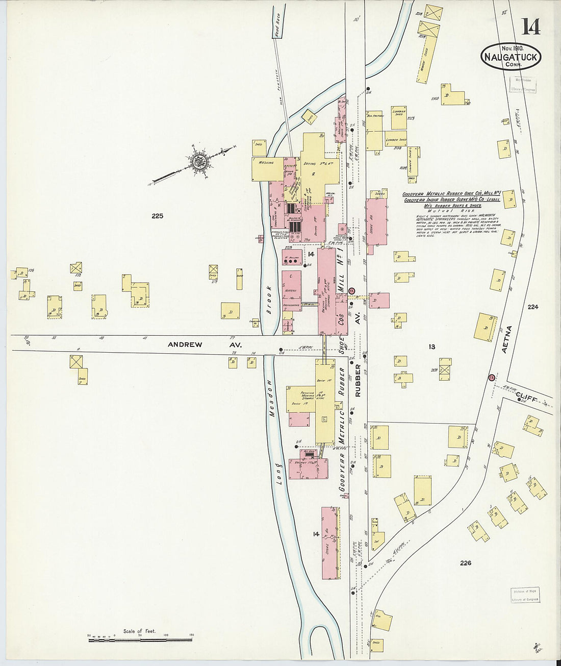 This old map of Naugatuck, New Haven County, Connecticut was created by Sanborn Map Company in 1910