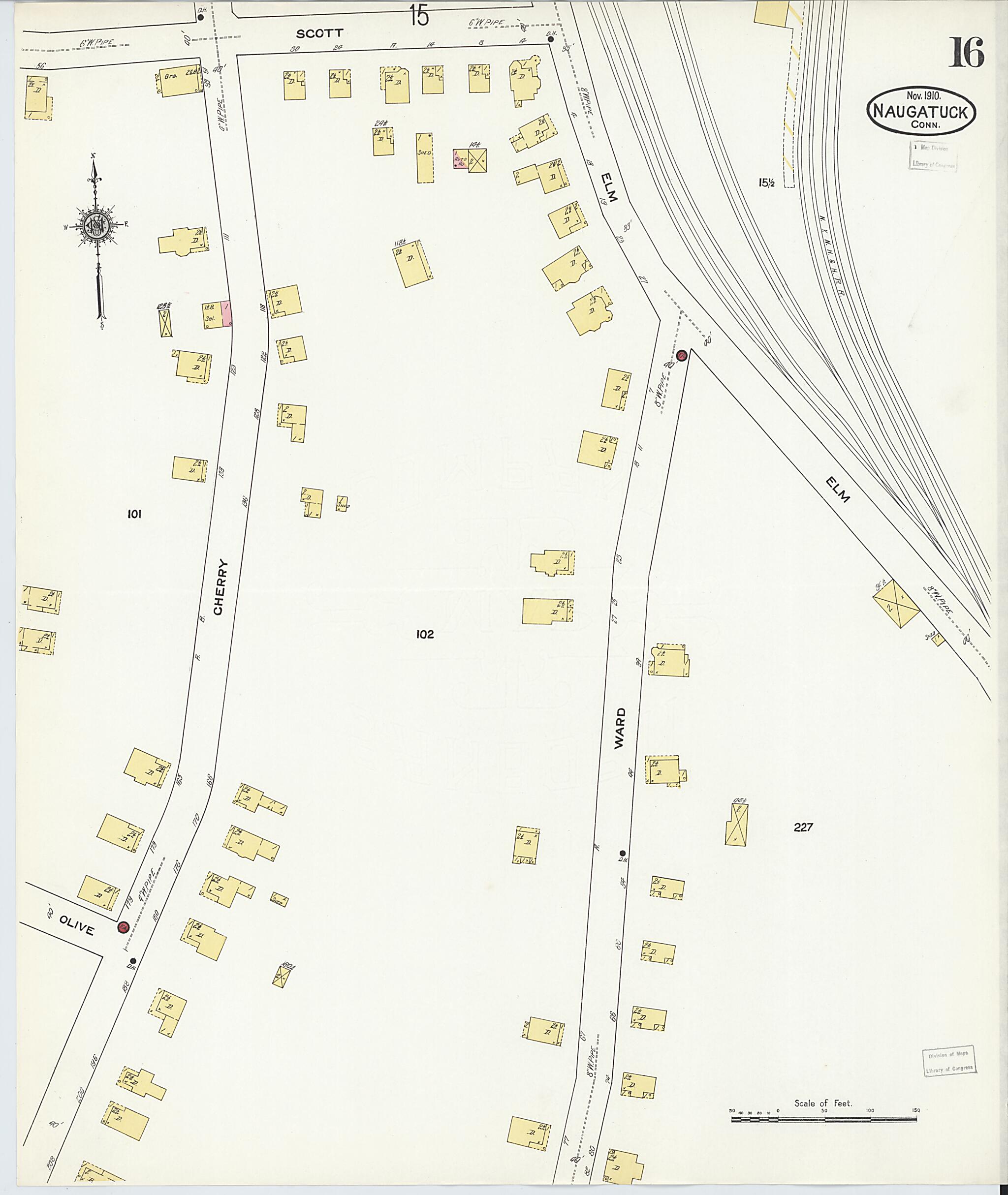 This old map of Naugatuck, New Haven County, Connecticut was created by Sanborn Map Company in 1910