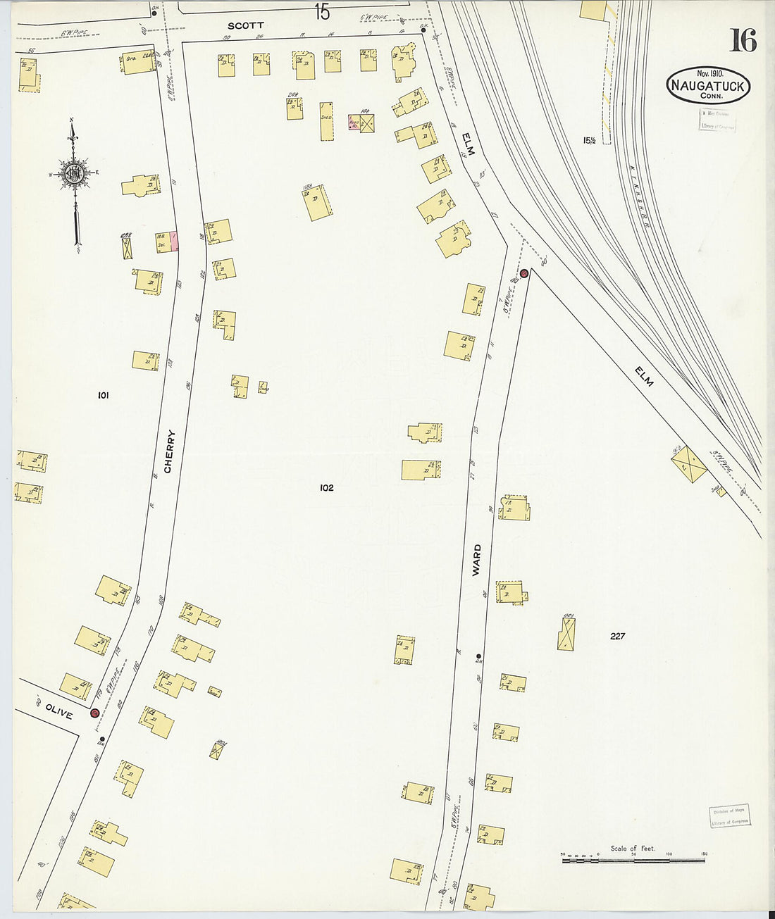This old map of Naugatuck, New Haven County, Connecticut was created by Sanborn Map Company in 1910