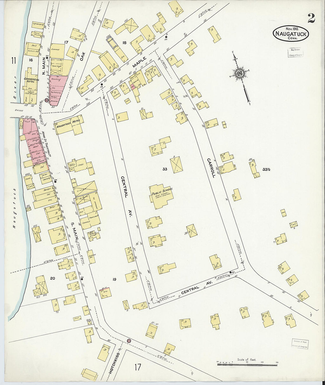 This old map of Naugatuck, New Haven County, Connecticut was created by Sanborn Map Company in 1910