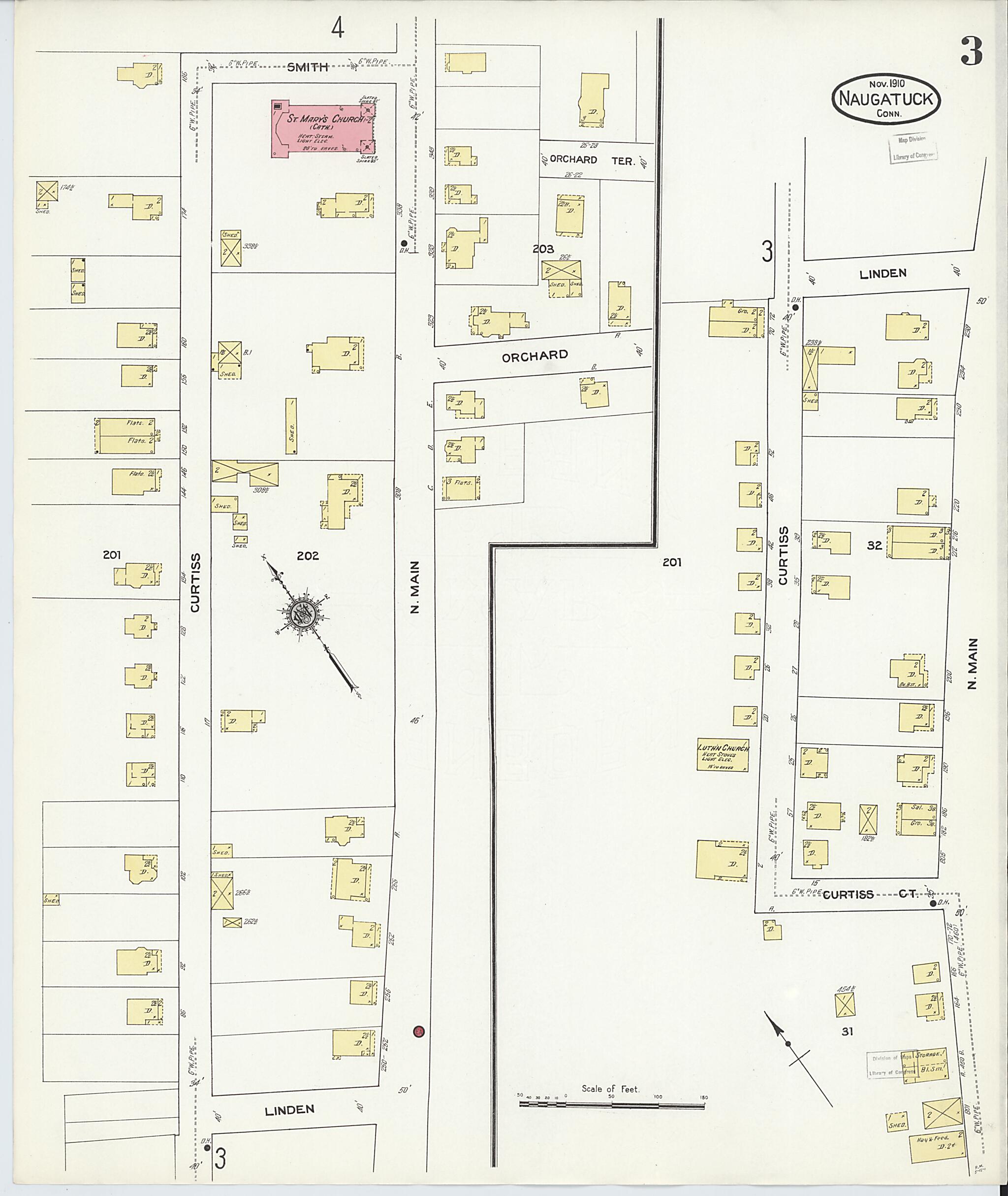 This old map of Naugatuck, New Haven County, Connecticut was created by Sanborn Map Company in 1910