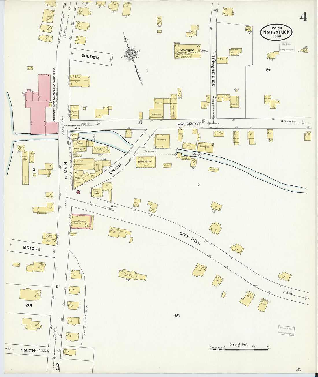 This old map of Naugatuck, New Haven County, Connecticut was created by Sanborn Map Company in 1910