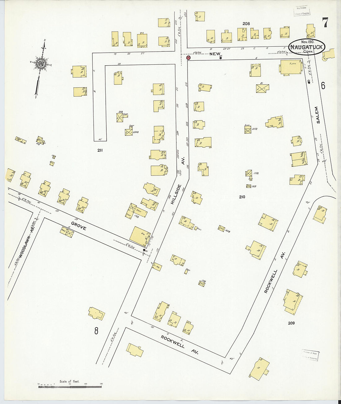 This old map of Naugatuck, New Haven County, Connecticut was created by Sanborn Map Company in 1910