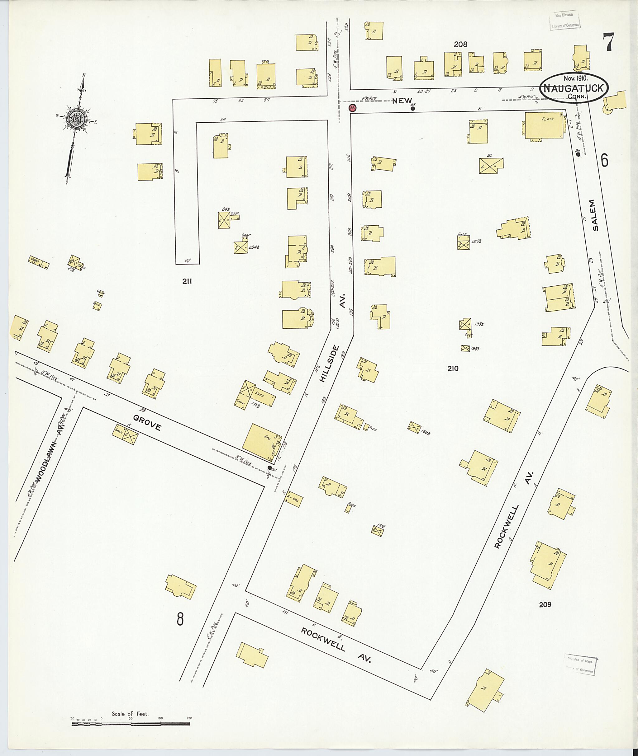 This old map of Naugatuck, New Haven County, Connecticut was created by Sanborn Map Company in 1910