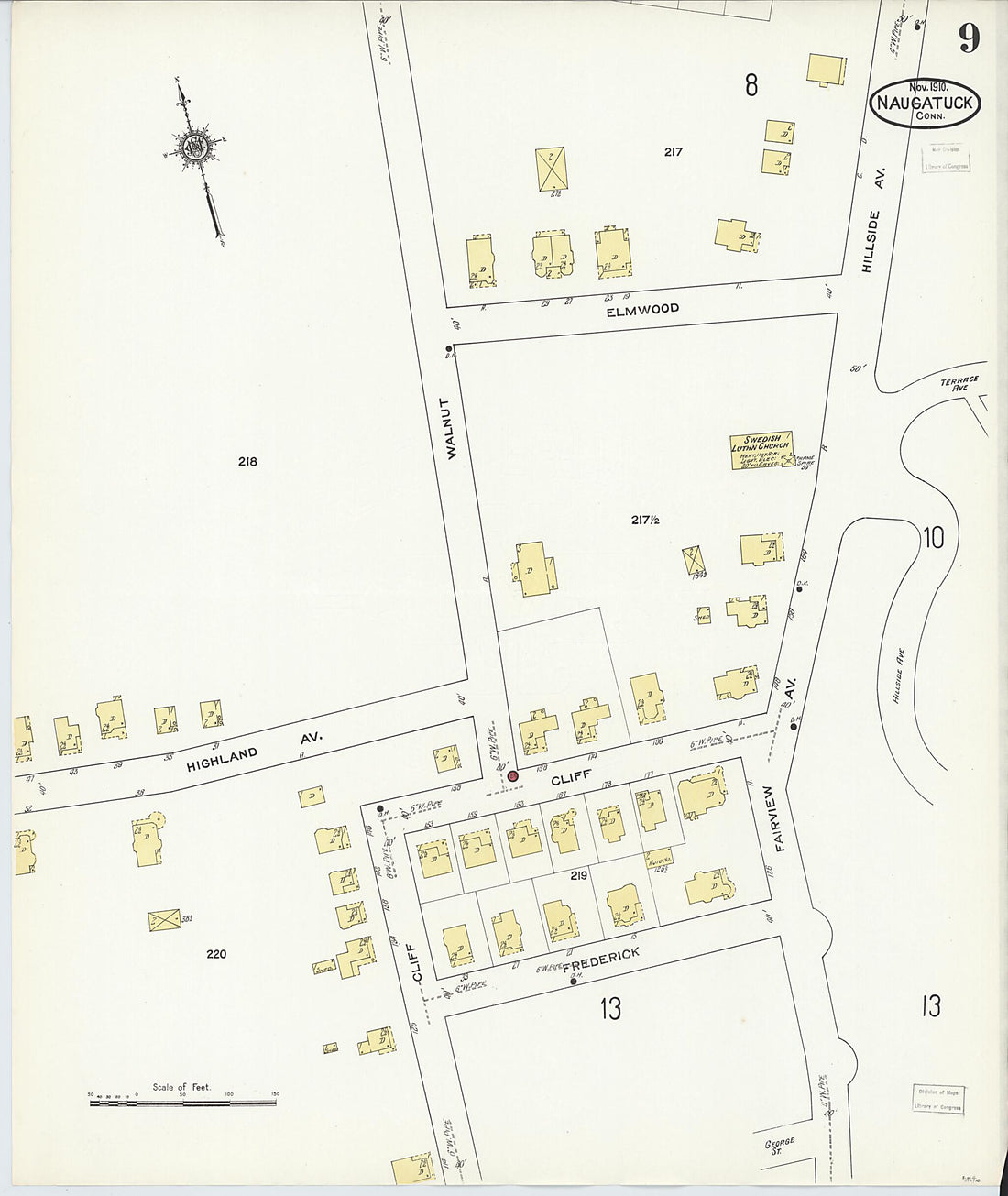 This old map of Naugatuck, New Haven County, Connecticut was created by Sanborn Map Company in 1910