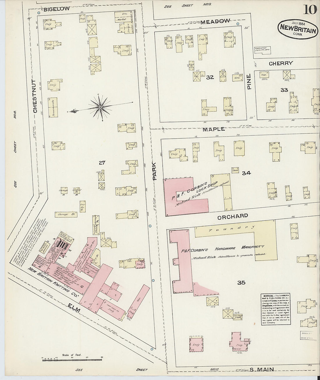 This old map of New Britain, Hartford County, Connecticut was created by Sanborn Map Company in 1884