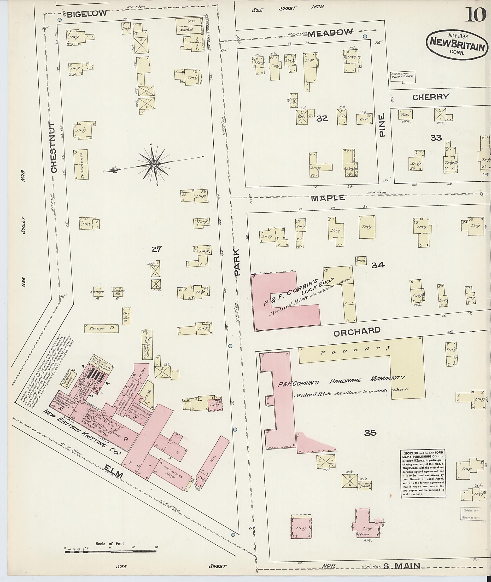 This old map of New Britain, Hartford County, Connecticut was created by Sanborn Map Company in 1884