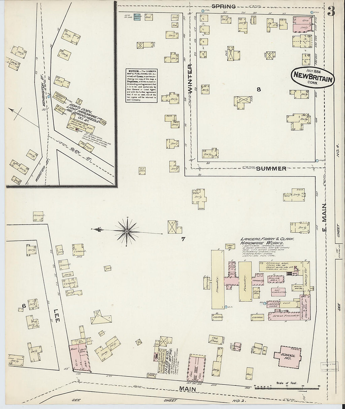 This old map of New Britain, Hartford County, Connecticut was created by Sanborn Map Company in 1884