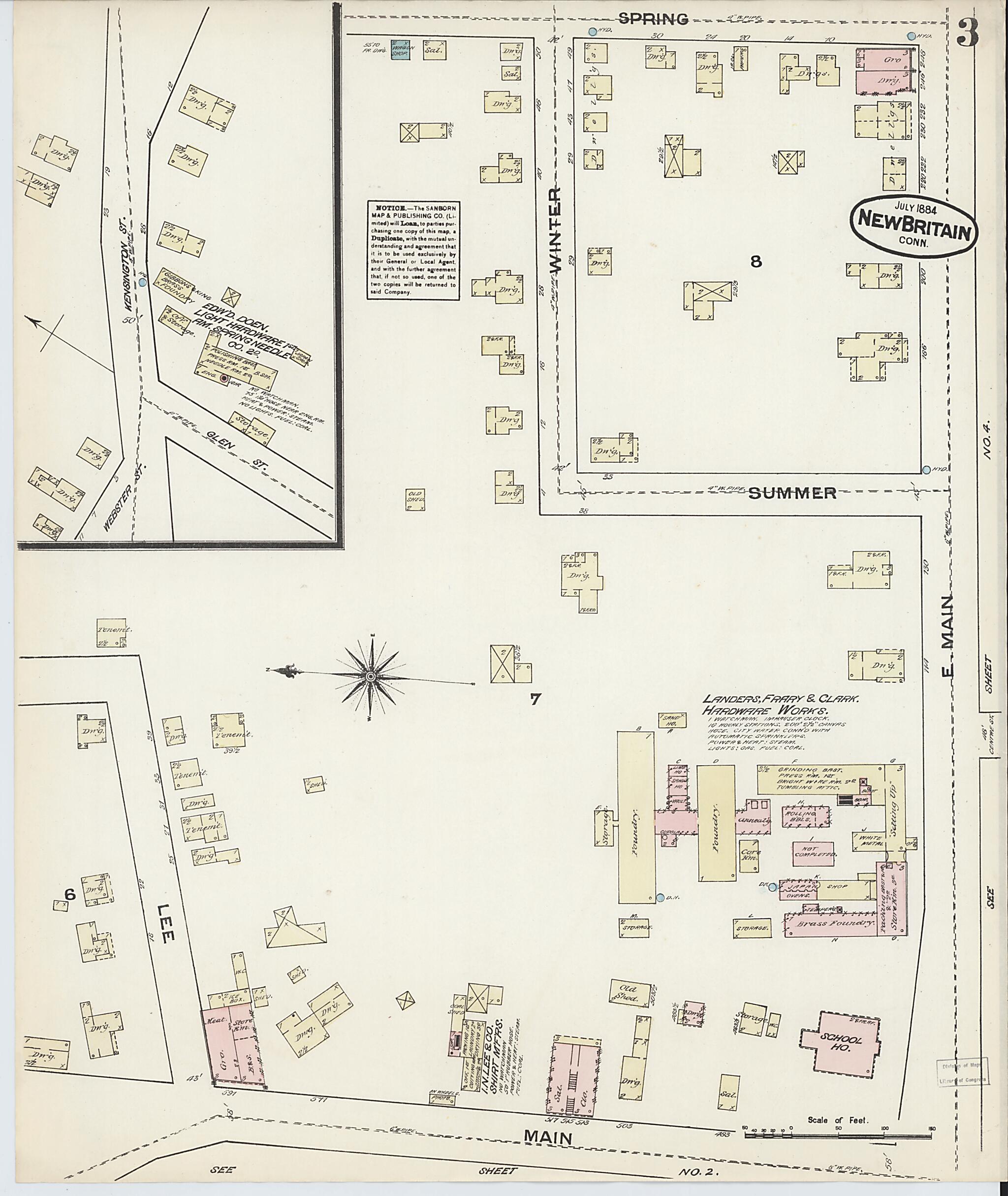 This old map of New Britain, Hartford County, Connecticut was created by Sanborn Map Company in 1884