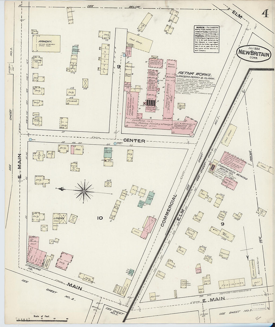 This old map of New Britain, Hartford County, Connecticut was created by Sanborn Map Company in 1884