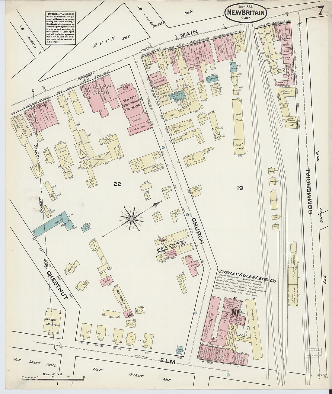 This old map of New Britain, Hartford County, Connecticut was created by Sanborn Map Company in 1884