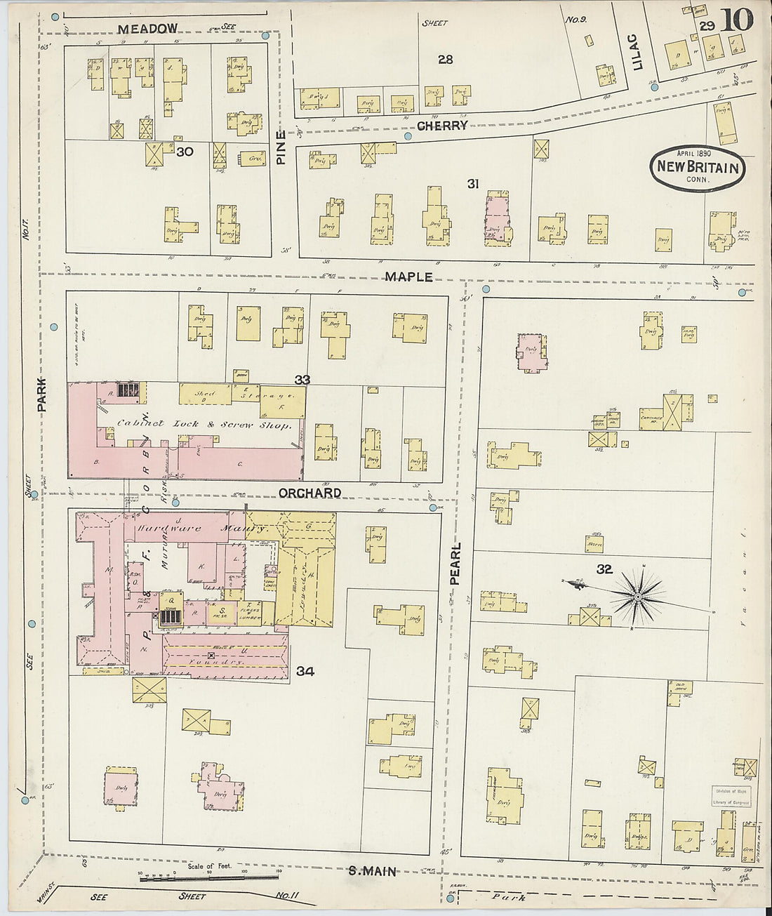 This old map of New Britain, Hartford County, Connecticut was created by Sanborn Map Company in 1890