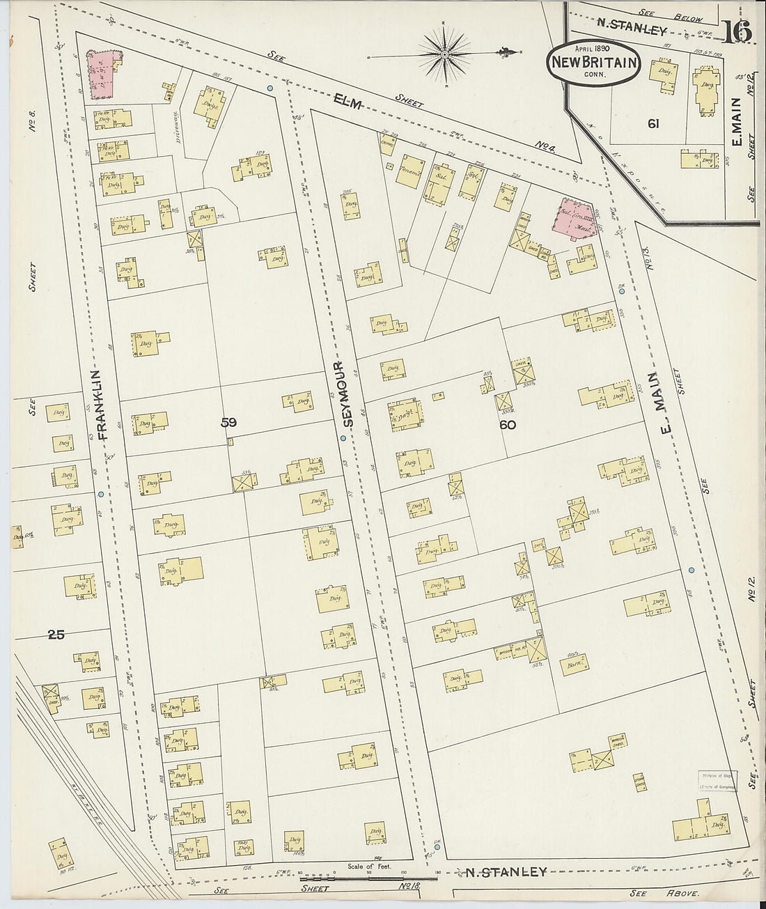 This old map of New Britain, Hartford County, Connecticut was created by Sanborn Map Company in 1890