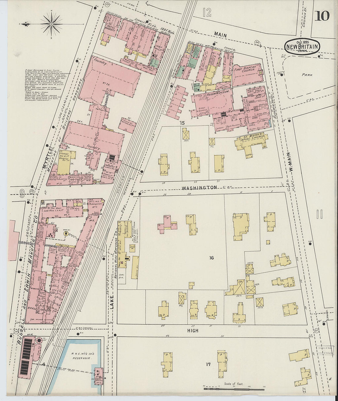 This old map of New Britain, Hartford County, Connecticut was created by Sanborn Map Company in 1895