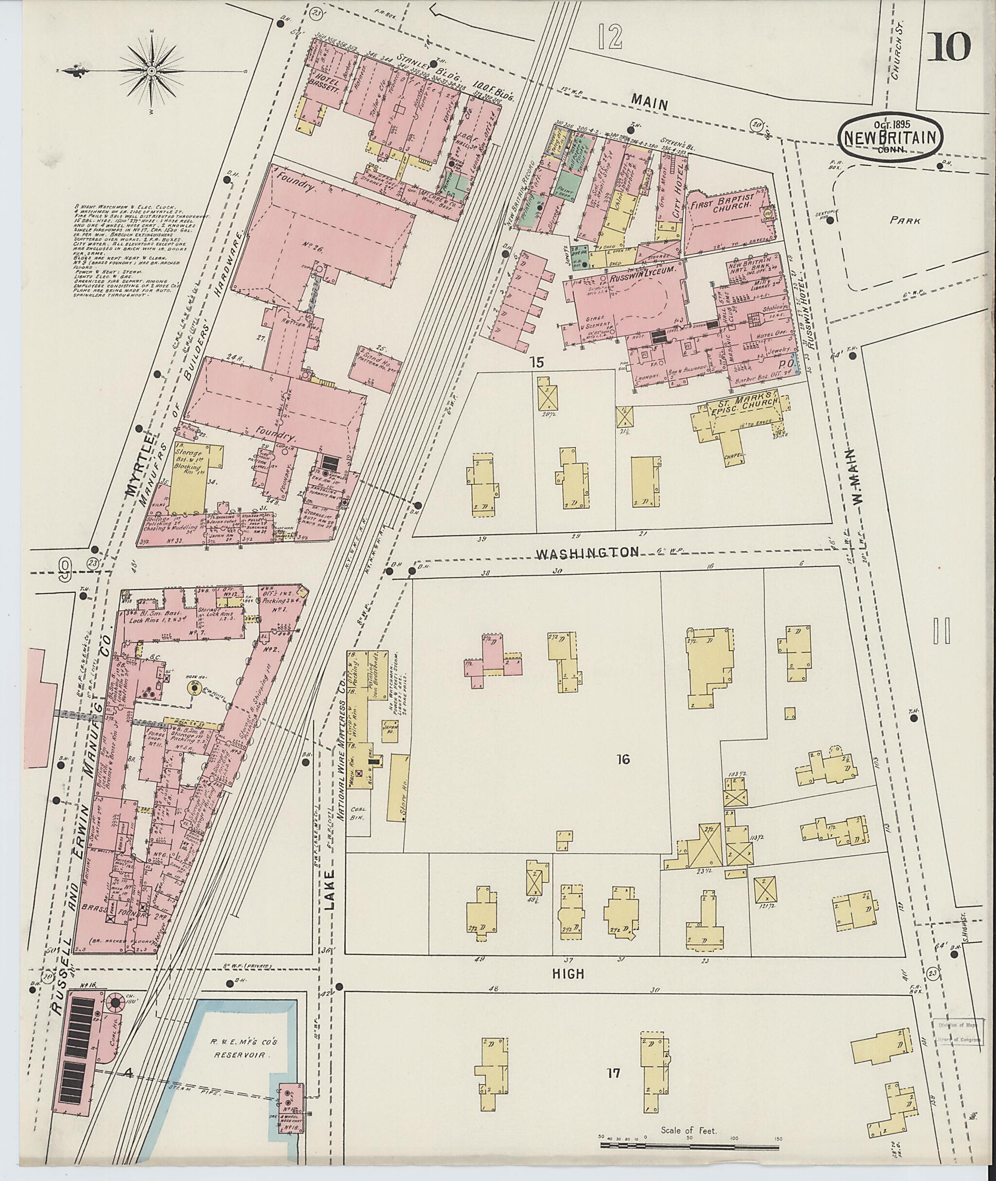 This old map of New Britain, Hartford County, Connecticut was created by Sanborn Map Company in 1895