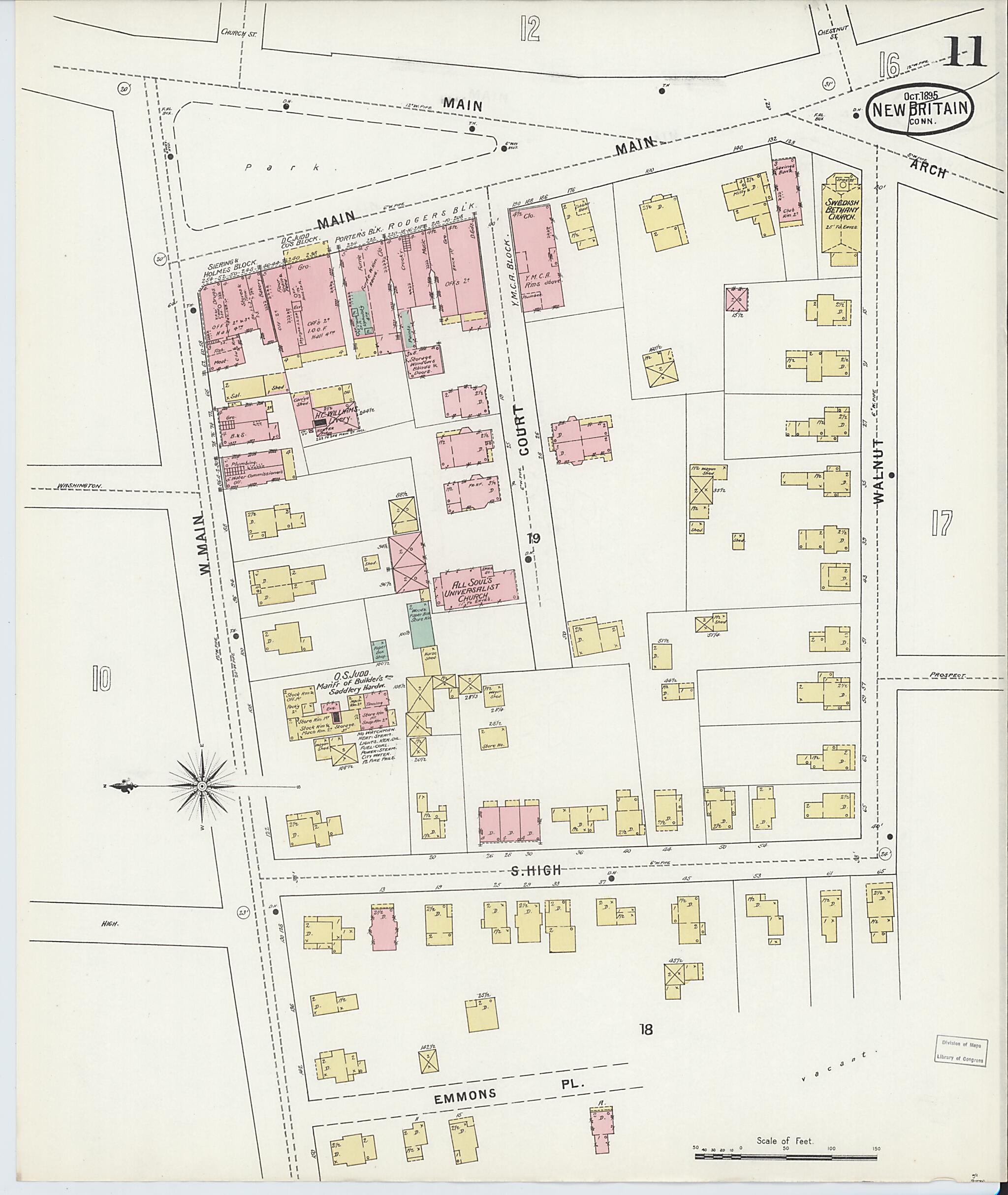 This old map of New Britain, Hartford County, Connecticut was created by Sanborn Map Company in 1895