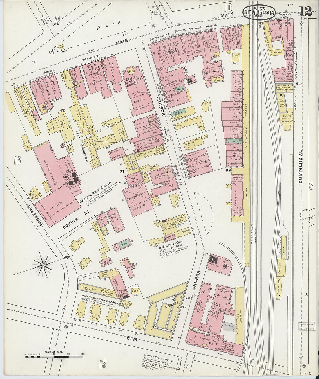 This old map of New Britain, Hartford County, Connecticut was created by Sanborn Map Company in 1895