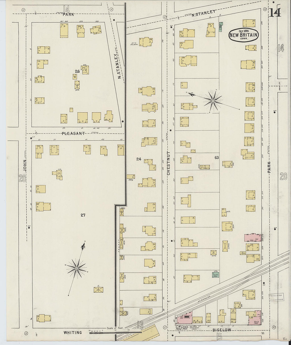 This old map of New Britain, Hartford County, Connecticut was created by Sanborn Map Company in 1895