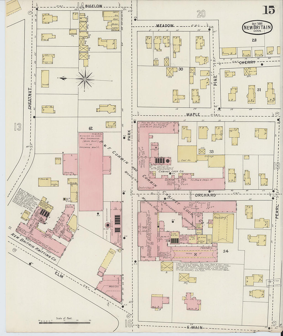 This old map of New Britain, Hartford County, Connecticut was created by Sanborn Map Company in 1895