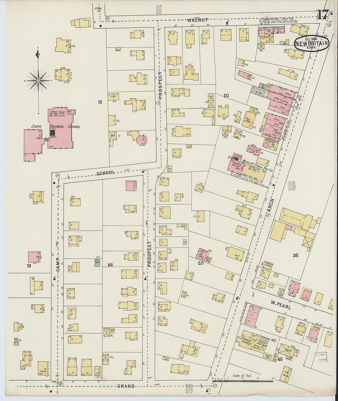 This old map of New Britain, Hartford County, Connecticut was created by Sanborn Map Company in 1895