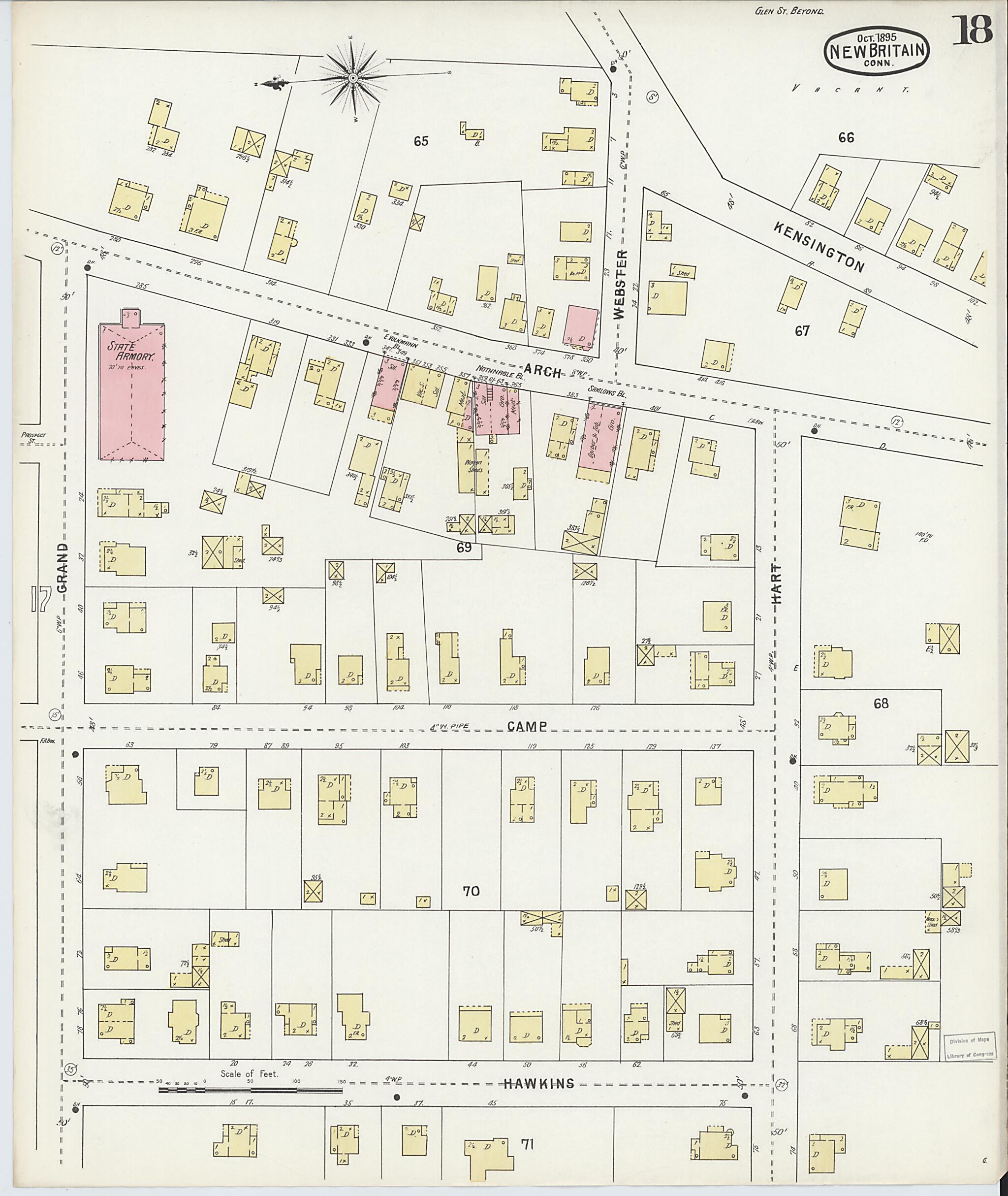 This old map of New Britain, Hartford County, Connecticut was created by Sanborn Map Company in 1895