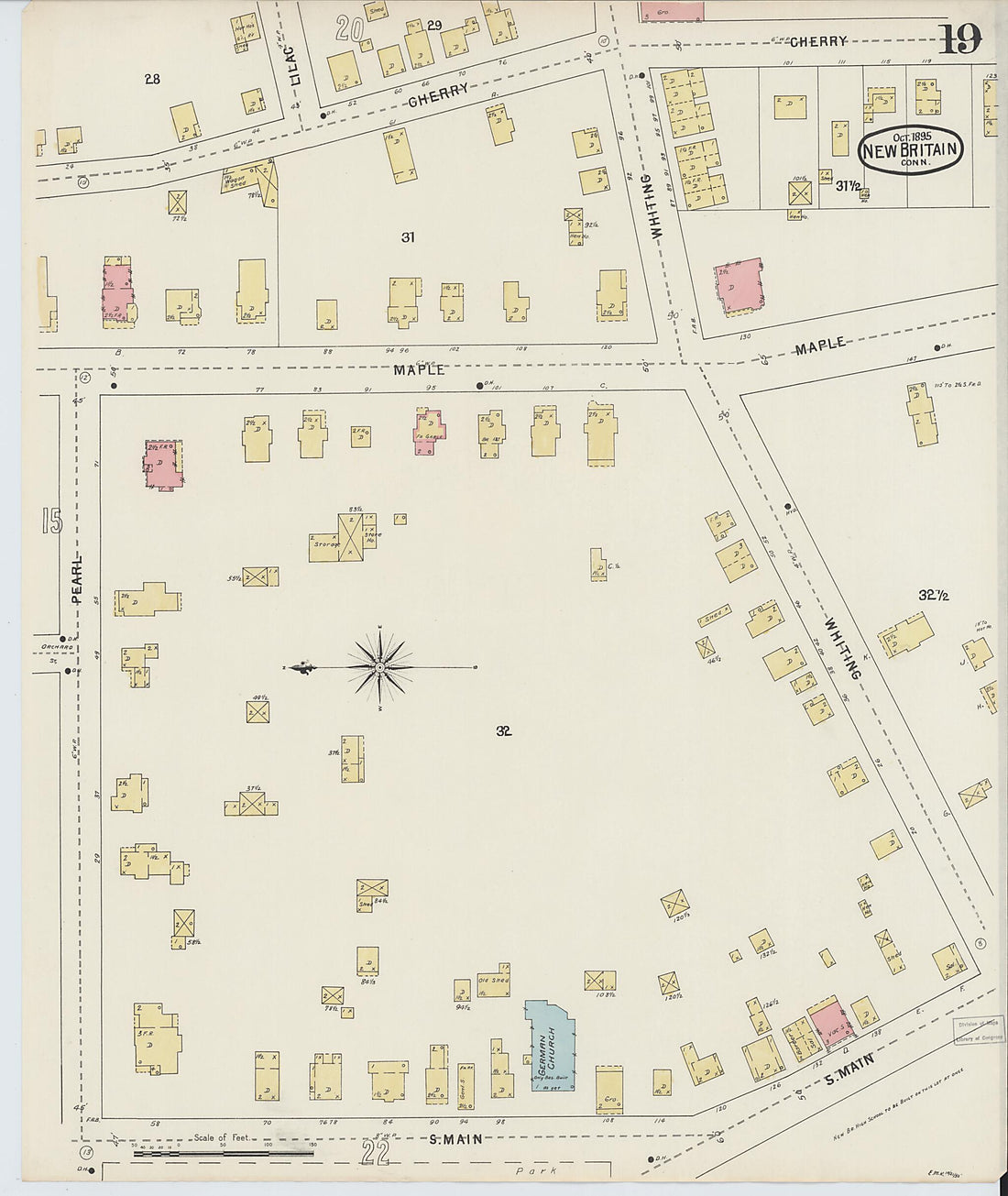 This old map of New Britain, Hartford County, Connecticut was created by Sanborn Map Company in 1895