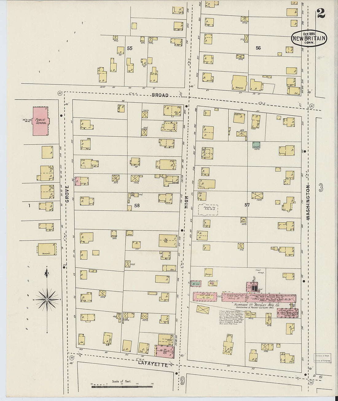 This old map of New Britain, Hartford County, Connecticut was created by Sanborn Map Company in 1895