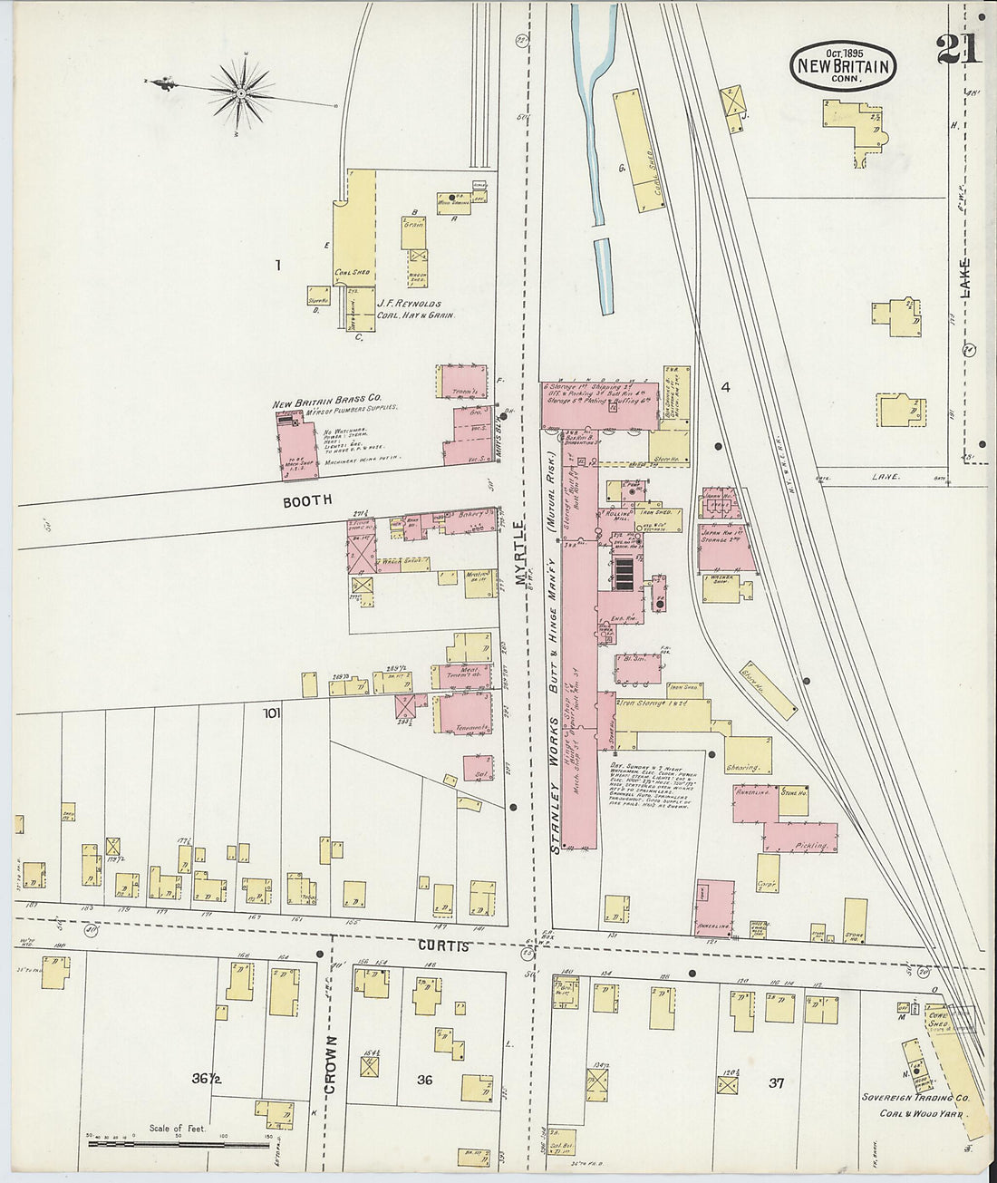 This old map of New Britain, Hartford County, Connecticut was created by Sanborn Map Company in 1895