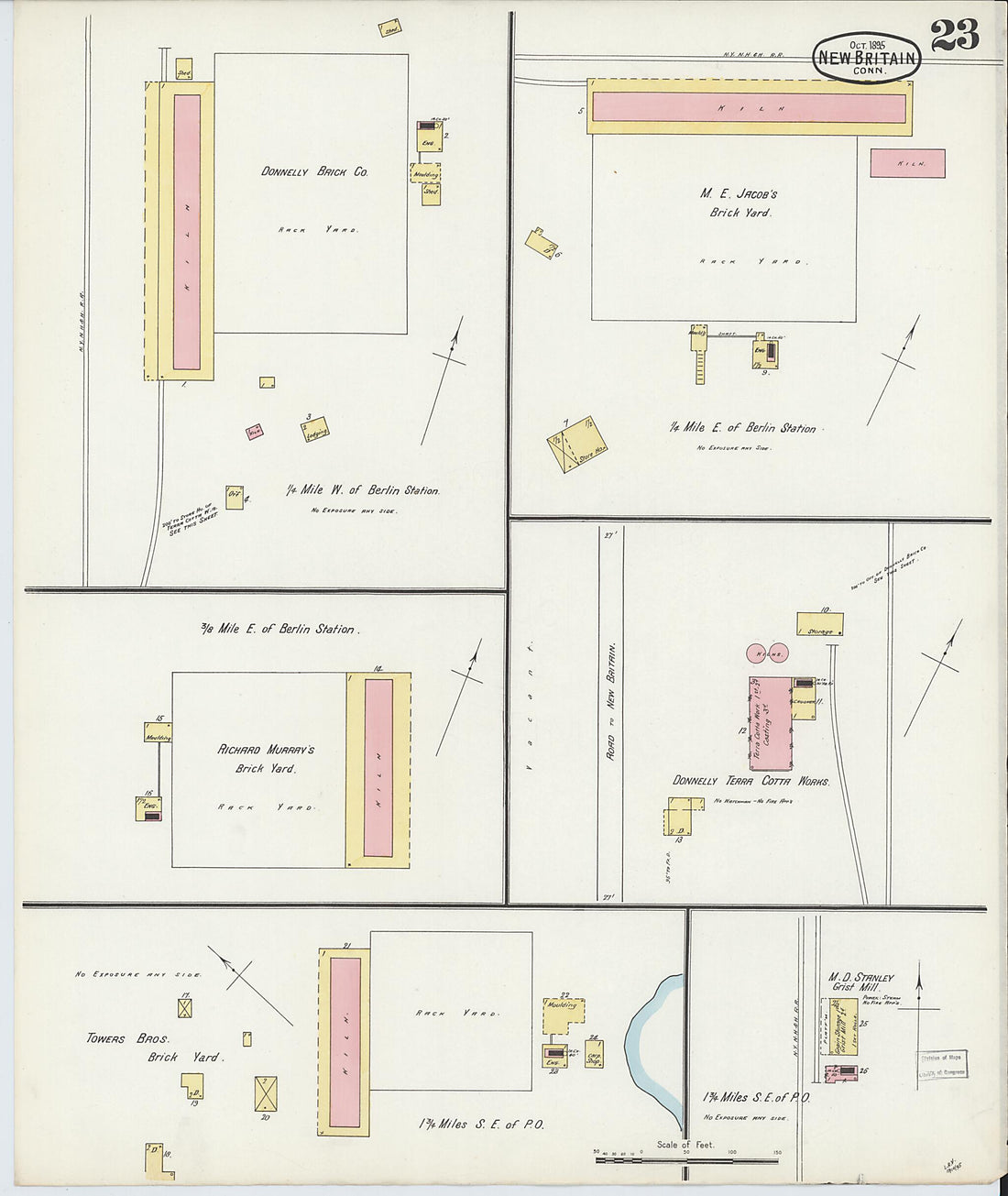 This old map of New Britain, Hartford County, Connecticut was created by Sanborn Map Company in 1895