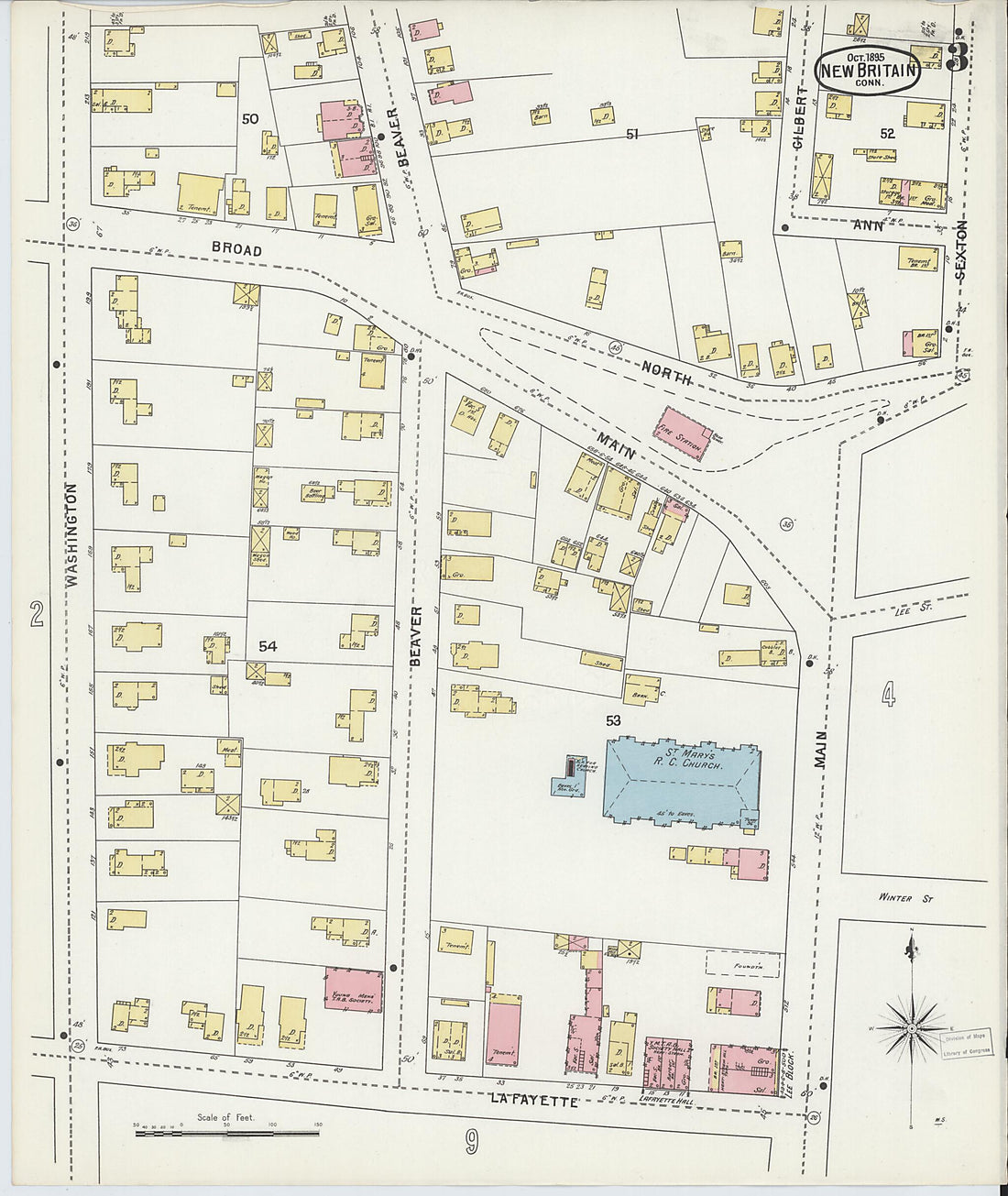 This old map of New Britain, Hartford County, Connecticut was created by Sanborn Map Company in 1895