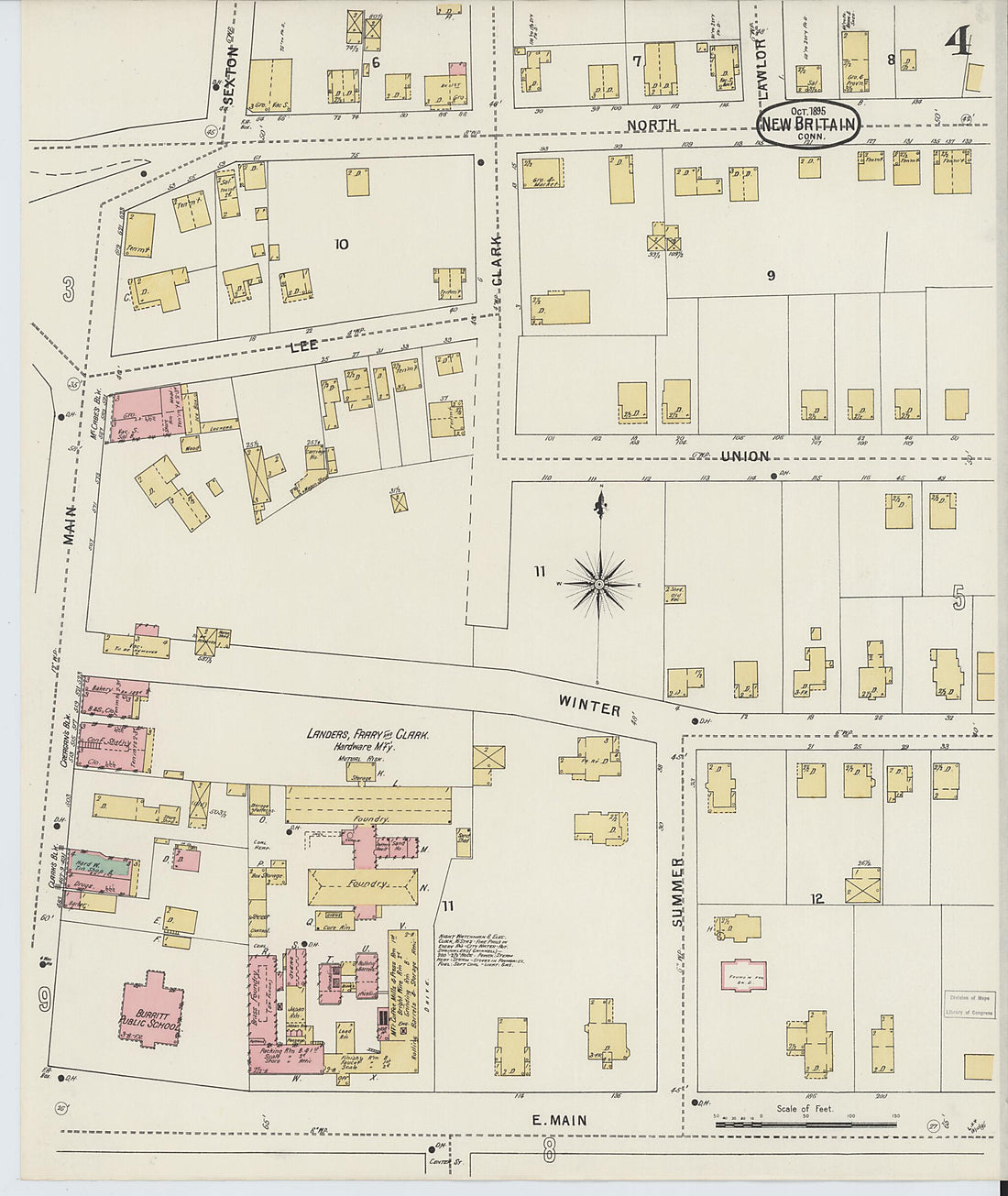 This old map of New Britain, Hartford County, Connecticut was created by Sanborn Map Company in 1895