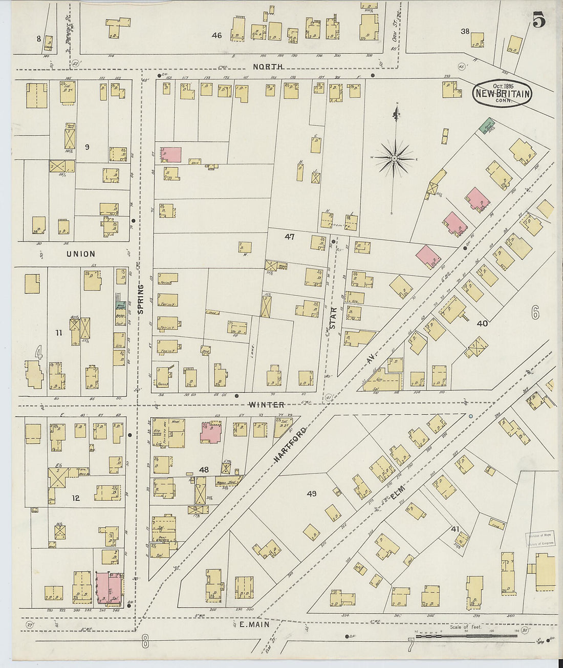 This old map of New Britain, Hartford County, Connecticut was created by Sanborn Map Company in 1895