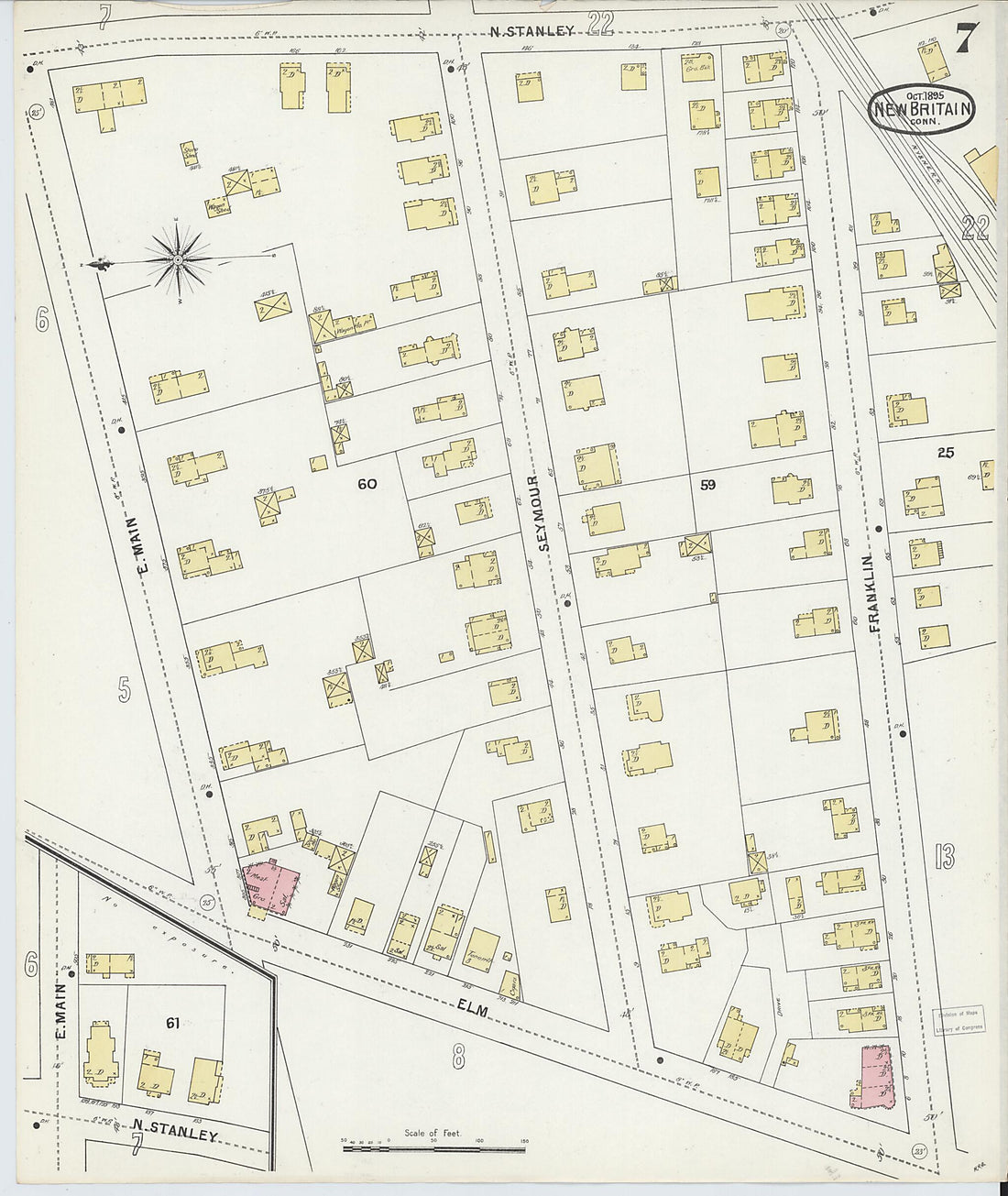 This old map of New Britain, Hartford County, Connecticut was created by Sanborn Map Company in 1895
