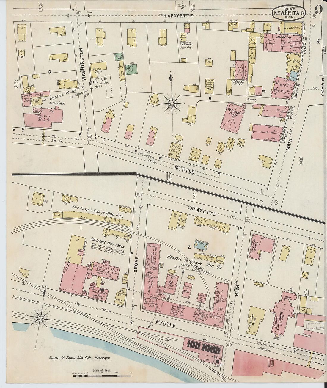 This old map of New Britain, Hartford County, Connecticut was created by Sanborn Map Company in 1895