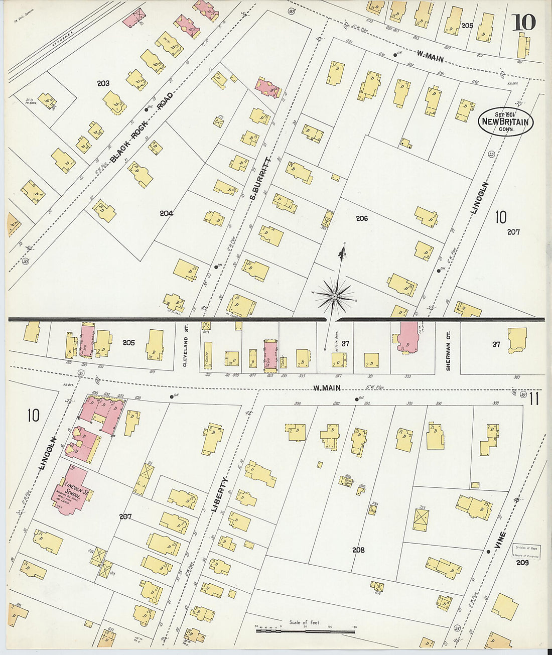 This old map of New Britain, Hartford County, Connecticut was created by Sanborn Map Company in 1901