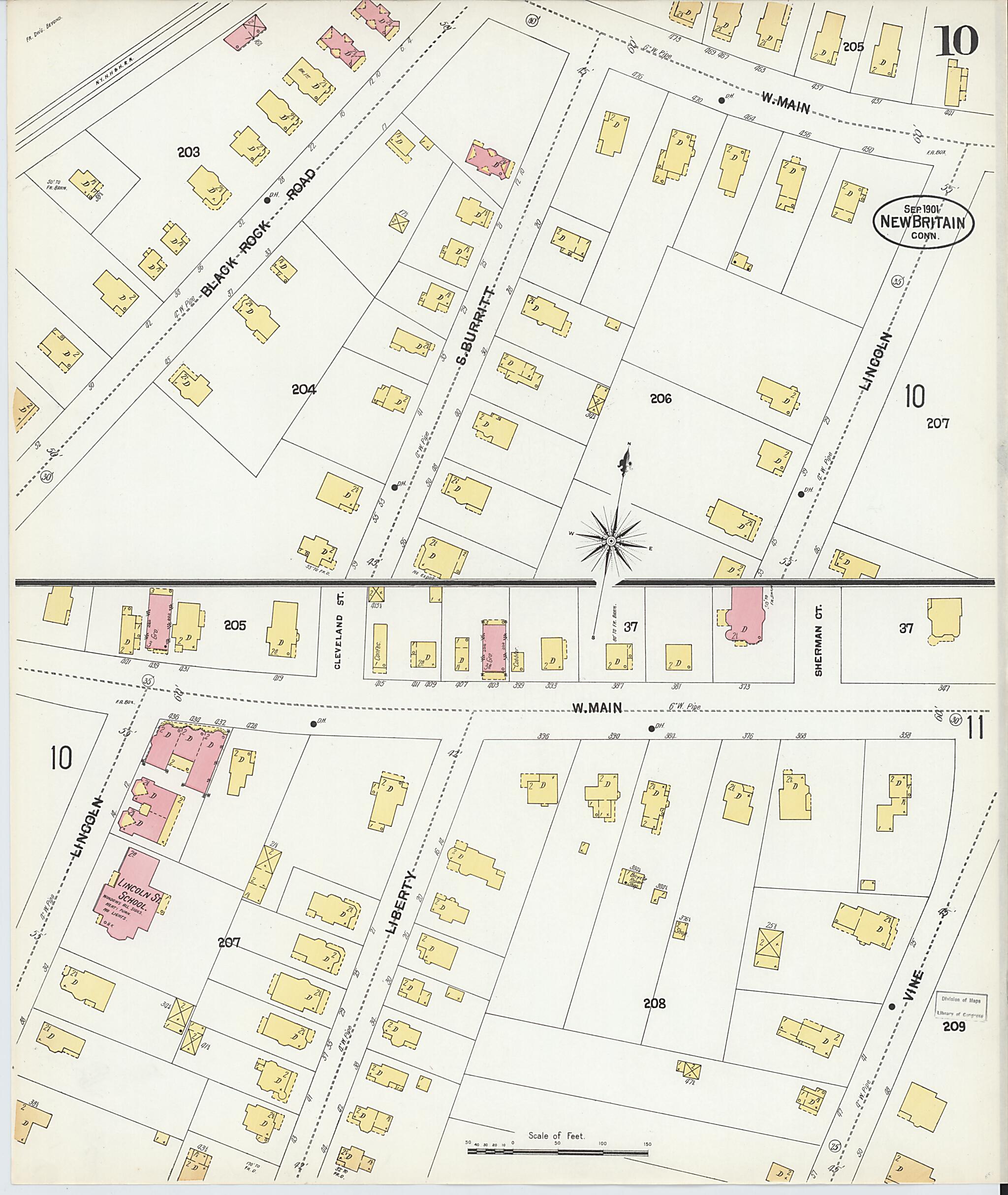 This old map of New Britain, Hartford County, Connecticut was created by Sanborn Map Company in 1901