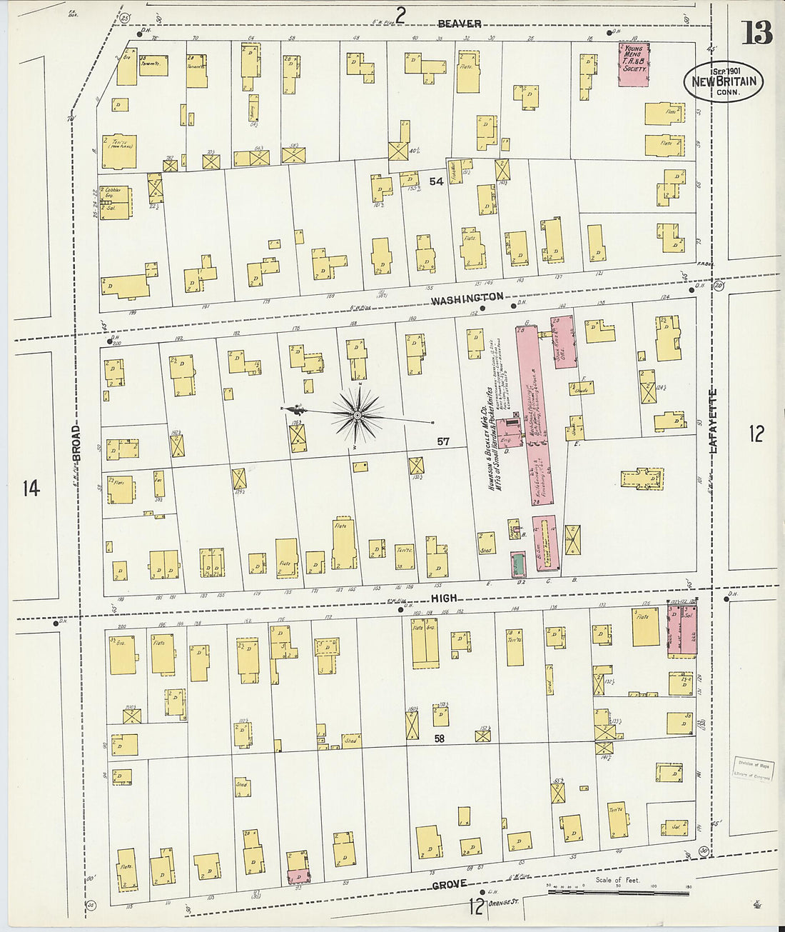 This old map of New Britain, Hartford County, Connecticut was created by Sanborn Map Company in 1901