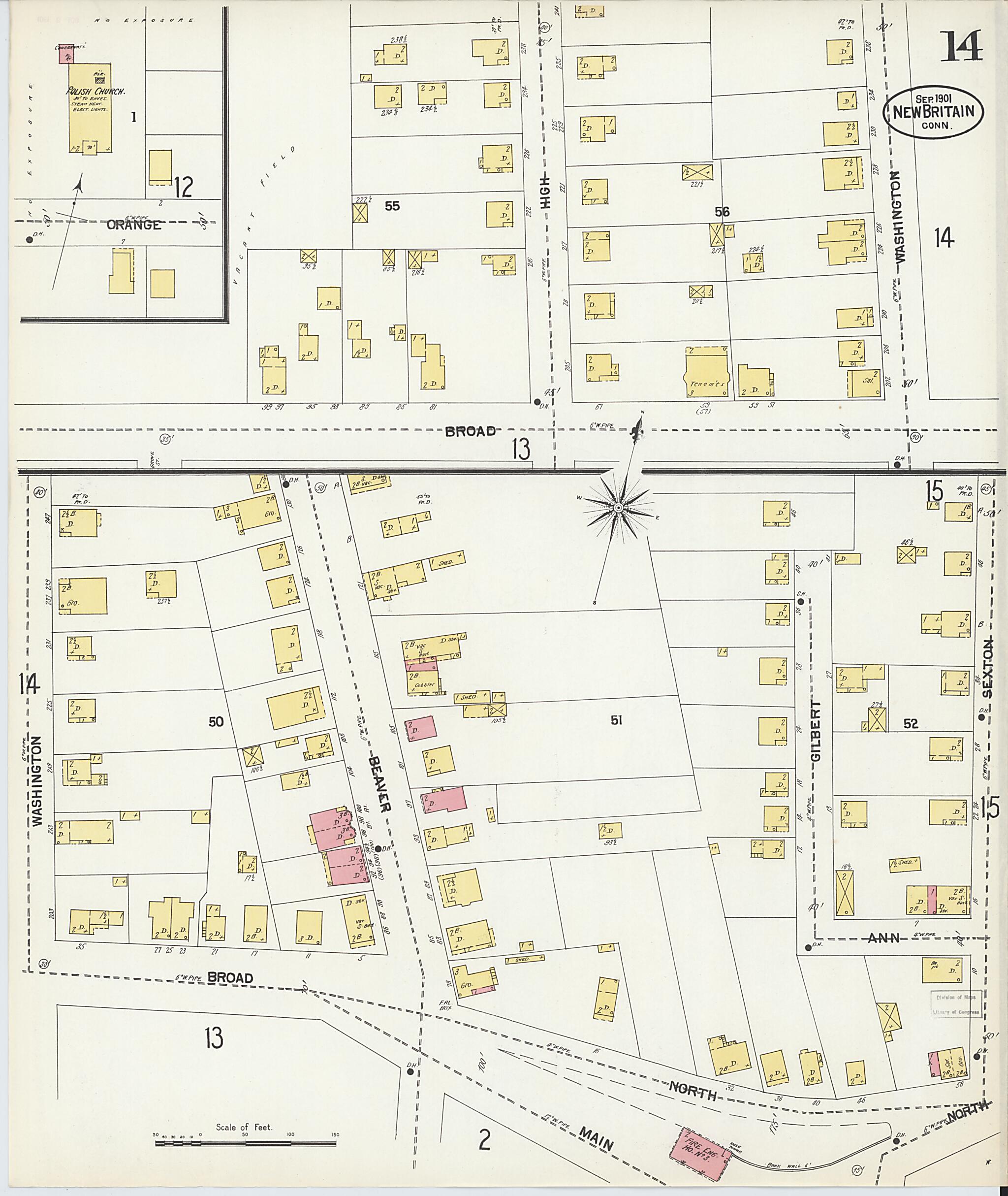 This old map of New Britain, Hartford County, Connecticut was created by Sanborn Map Company in 1901