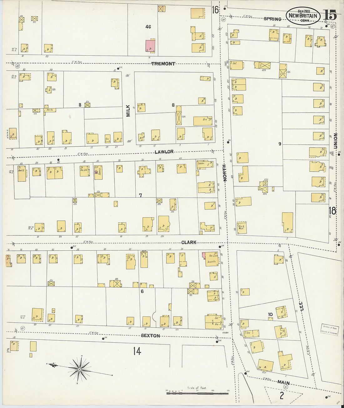 This old map of New Britain, Hartford County, Connecticut was created by Sanborn Map Company in 1901