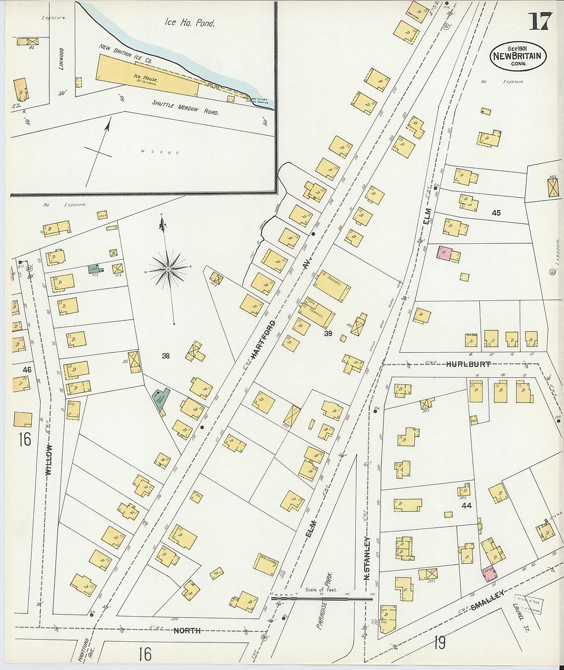 This old map of New Britain, Hartford County, Connecticut was created by Sanborn Map Company in 1901