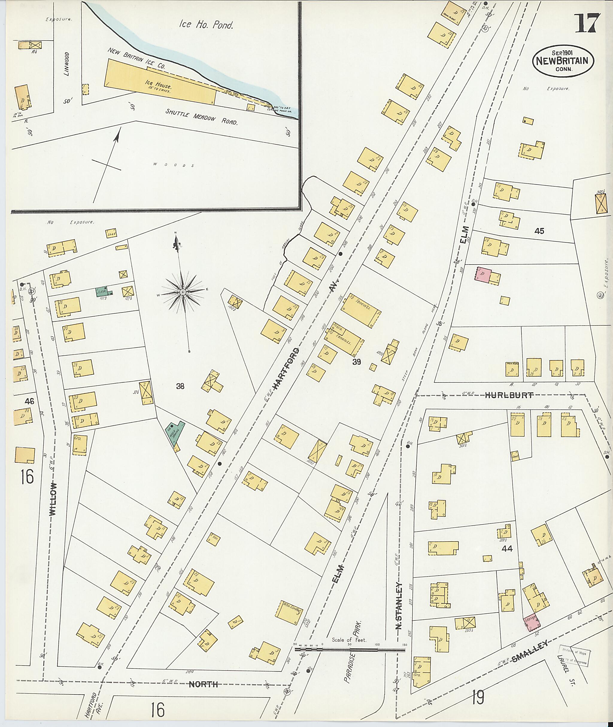 This old map of New Britain, Hartford County, Connecticut was created by Sanborn Map Company in 1901