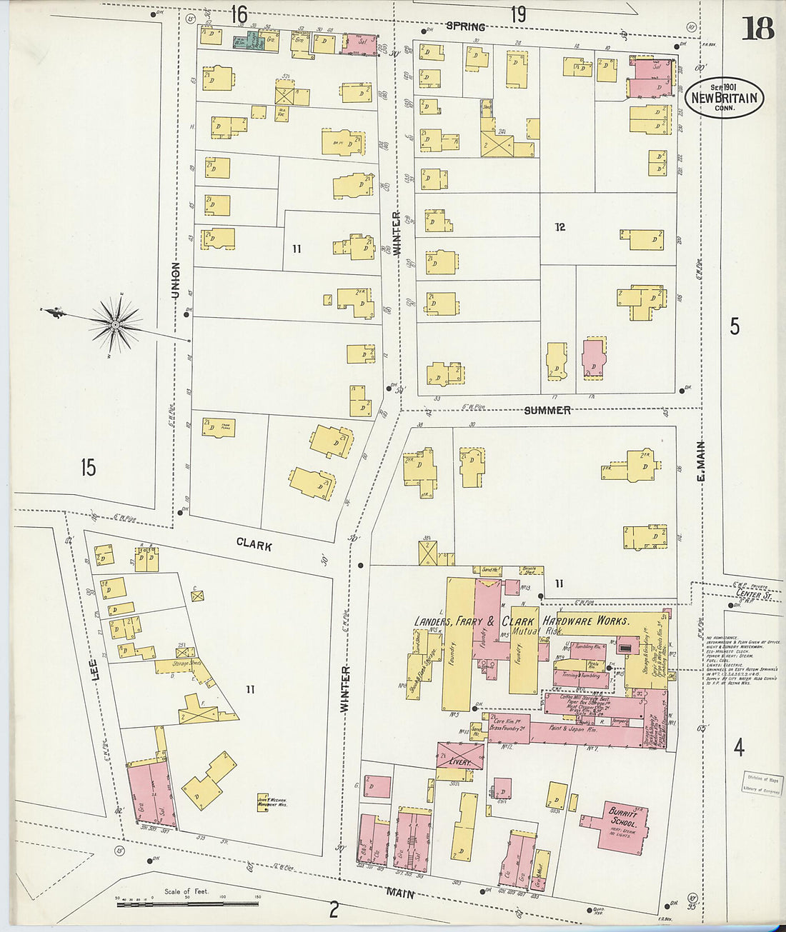 This old map of New Britain, Hartford County, Connecticut was created by Sanborn Map Company in 1901