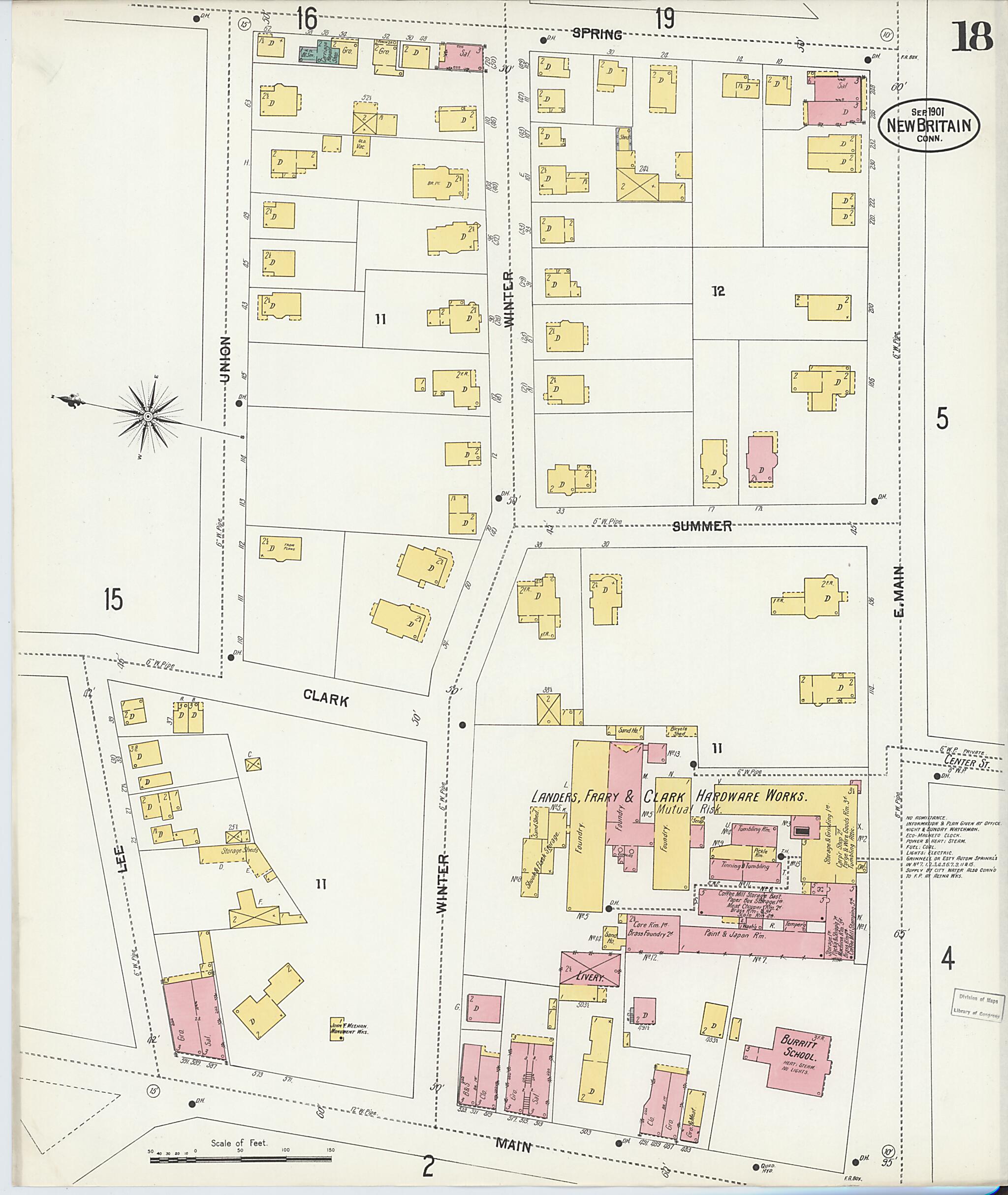 This old map of New Britain, Hartford County, Connecticut was created by Sanborn Map Company in 1901